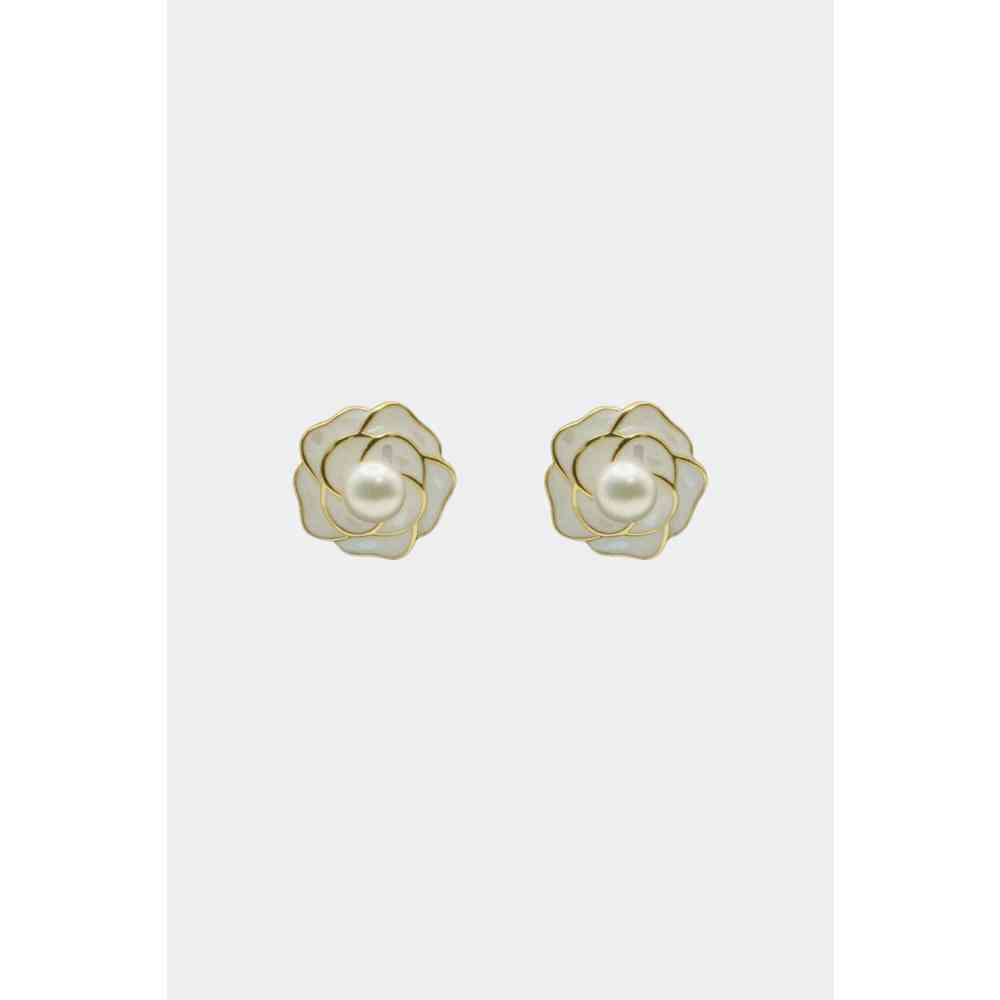 Voodoo Vixen - Rose Stud Ohrringe - WeiÃŸ